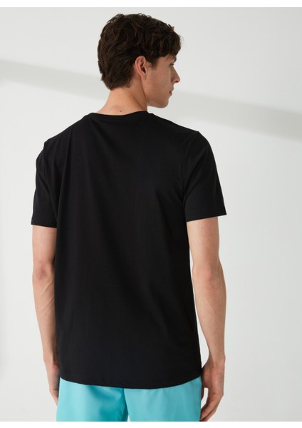 Bisiklet Yaka Baskılı Siyah Erkek T-Shirt TEN indirimleri