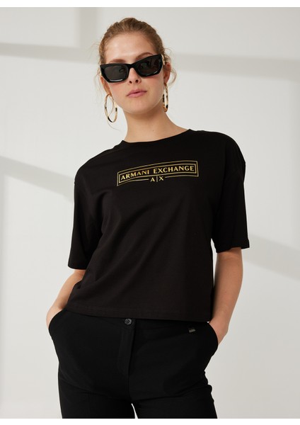Baskılı Siyah Kadın T-Shirt 3RYT41 fiyatları