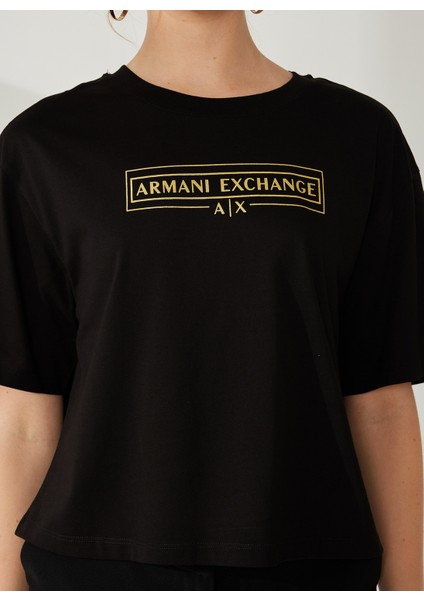 Baskılı Siyah Kadın T-Shirt 3RYT41 fırsatları