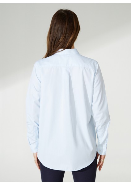Marot Normal Klasik Yaka Düz Açık Mavi Kadın Gömlek Vıctoıre indirimleri