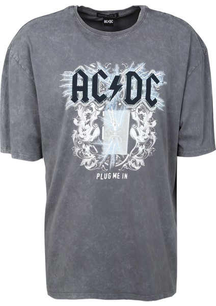 Acdc Baskılı Antrasit Erkek T-Shirt BYL2972