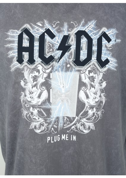 Acdc Baskılı Antrasit Erkek T-Shirt BYL2972