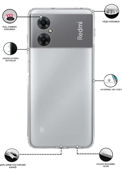 Xiaomi Redmi Note 11R Kapak Kamera Korumalı Tıpalı Şeffaf Silikon Kılıf fiyatları