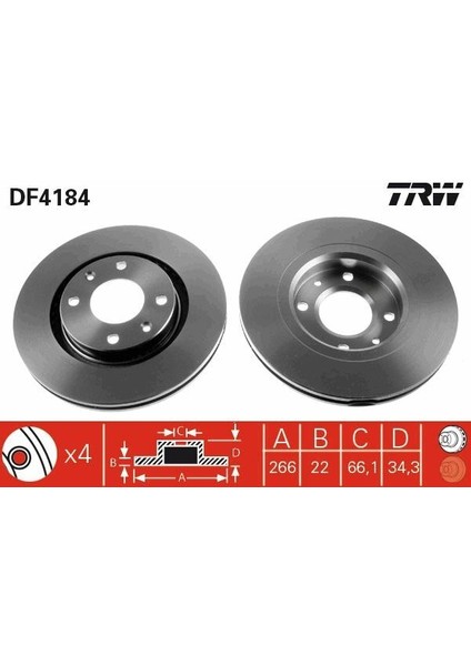 Fren Diski Ön 266MM 207-208-301-307-2008-PARTNER-BERLİNGO-C3-C4-DS3-CROSSLAND 1999- Takım Fiyatıdır fiyatları