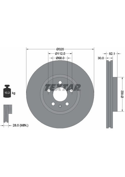 Textar Fren Diski Ön 320Mm A4-A5-A6-A7-Q5 2008- Takım