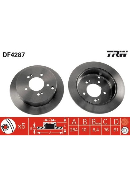 Fren Diski Arka 284MM İX35-TUCSON-SANTAFE-TRAJET-SPORTAGE-MAGENTİS 2004- Takım Fiyatıdır fiyatları