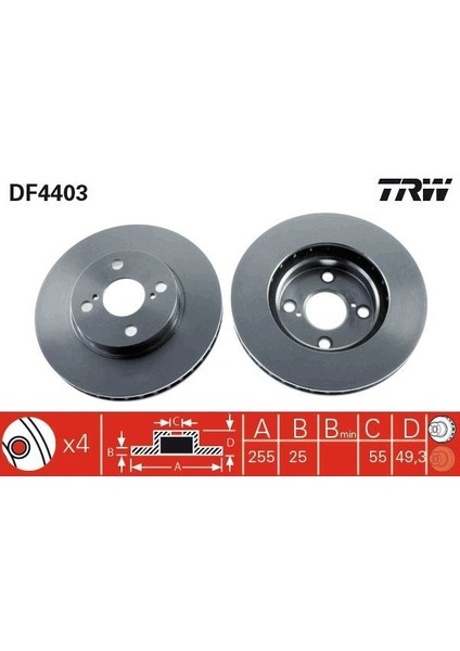Fren Diski Ön 255MM Corolla E12 Vvtı 2002-2006 Verso E12 2002-2003 Takım Fiyatıdır fiyatları