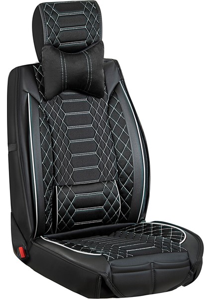 mercedes S Serisi Lüx Deri Oto Koltuk Kılıfı Ön Arka Takım (Royal) Siyah Beyaz modelleri