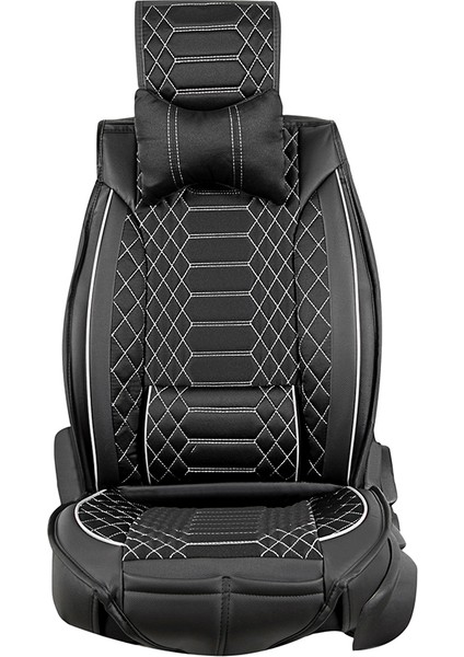 mercedes S Serisi Lüx Deri Oto Koltuk Kılıfı Ön Arka Takım (Royal) Siyah Beyaz fırsatları