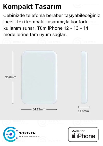 iPhone 12 13 14 Plus Pro Max Tam Uyumlu Apple Magsafe Battery Pack Powerbank Kablosuz Wireless Batarya Şarj Aleti