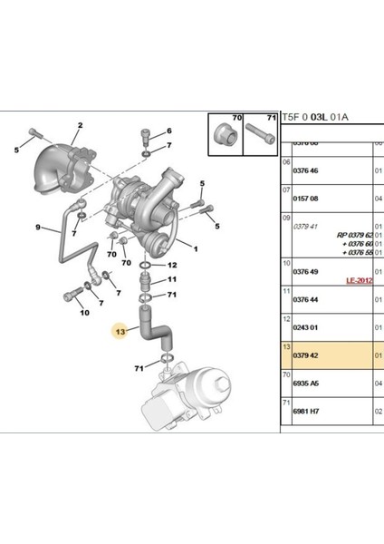 Turbo Geri Dönüş Yağ Hortumu P107 P206 P307 Bipper modelleri