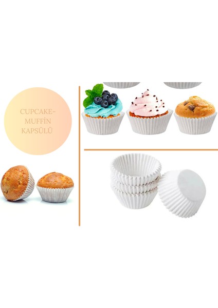 Afili Home Muffin Cupcake Beyaz Kağıt Kapsül 12'li