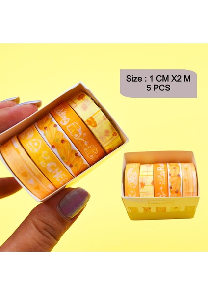 Dekoratif Bant Kağıt 5 Li Rulo Kutulu - Cheese Pudding