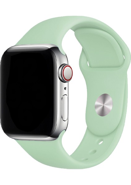 Classic Silikon Apple Watch Kordon 38-40-41mm Fosforlu Yeşil