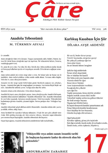 Çâre 17.sayı Yaz 2023