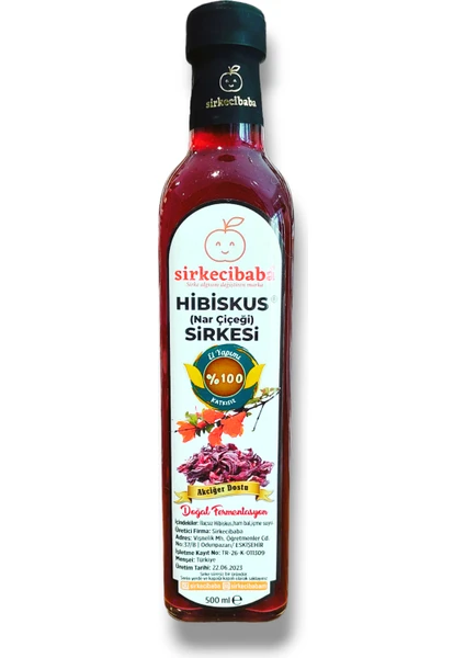 El Yapımı Hibiskus Sirkesi / Nar Çiçeği Sirkesi | Hibiscus Vinegar 500 ml (Hand Made Vinegar)