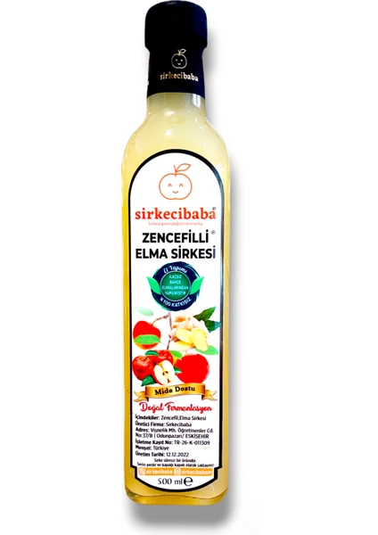 El Yapımı Zencefilli Elma Sirkesi | Ginger & Apple Cider Vinegar 500 ml (Hand Made Vinegar)