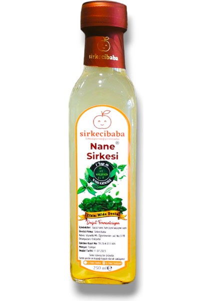 El Yapımı Nane Sirkesi | Mint Vinegar 250 ml (Hand Made Vinegar)