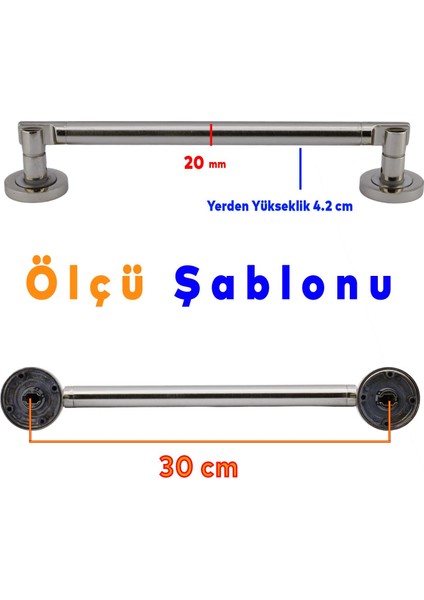 Çankaya Çekme Kolu Çelik Kapı Sürgü'lü Kapı Dış Kapı Kolu Tutma Kulbu Nikel Ino x Kulp 30 cm
