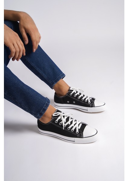 MBCVS200S Düz Taban Bağcıklı Erkek Siyah Bez Spor Ayakkabı & Sneaker