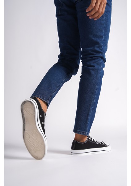 MBCVS200S Düz Taban Bağcıklı Erkek Siyah Bez Spor Ayakkabı & Sneaker fırsatları