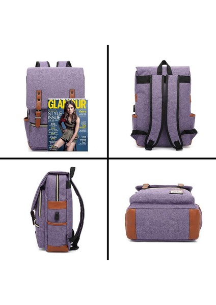 Erkek Ve Kadın Bilgisayar Sırt Çantası Usb Kişilik Retro Açık Tuval Büyük Seyahat Çantası (Yurt Dışından) fiyatları