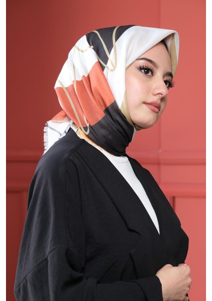 Çiçek Desen Sarı Pamuk Eşarp