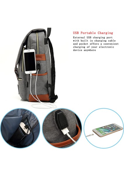 Erkek Ve Kadın Bilgisayar Sırt Çantası Usb Kişilik Retro Açık Tuval Büyük Seyahat Çantası (Yurt Dışından) fiyatları