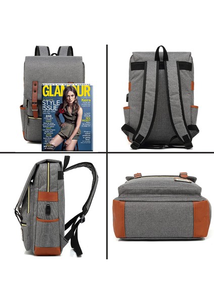 Erkek Ve Kadın Bilgisayar Sırt Çantası Usb Kişilik Retro Açık Tuval Büyük Seyahat Çantası (Yurt Dışından) fırsatları