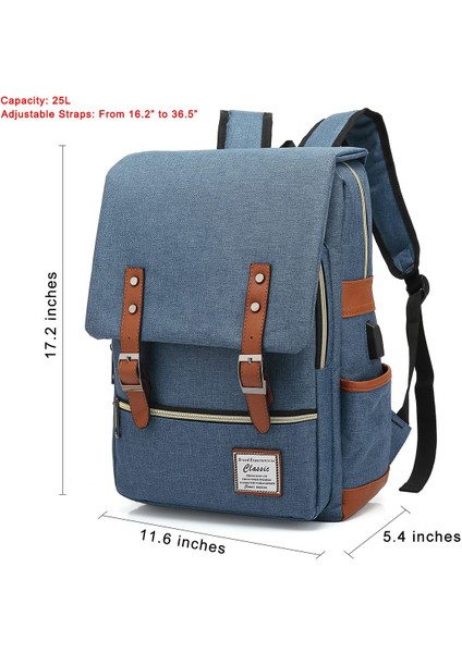 Erkek Ve Kadın Bilgisayar Sırt Çantası Usb Kişilik Retro Açık Tuval Büyük Seyahat Çantası (Yurt Dışından) fiyatları