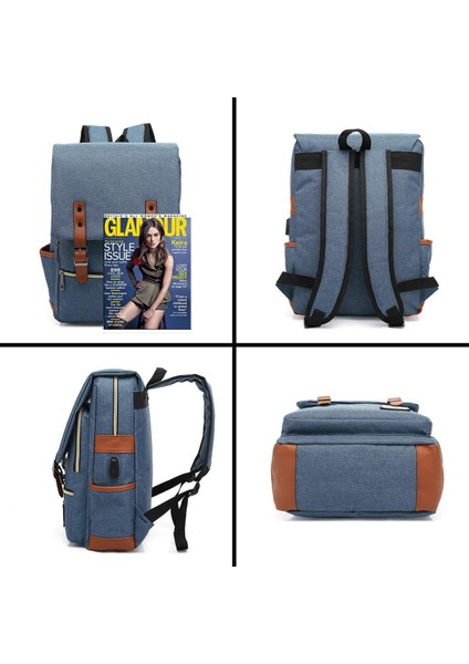 Erkek Ve Kadın Bilgisayar Sırt Çantası Usb Kişilik Retro Açık Tuval Büyük Seyahat Çantası (Yurt Dışından) indirimleri