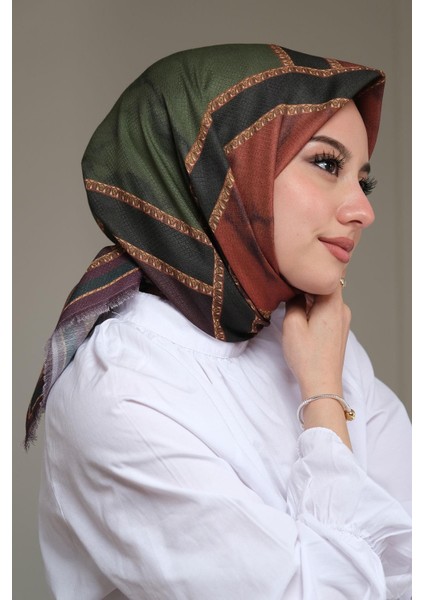 Mermer Desen Bronz Pamuk Eşarp