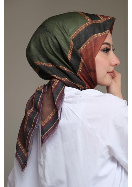 Mermer Desen Bronz Pamuk Eşarp