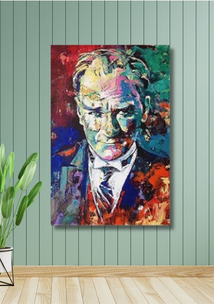 Nt Handmade Gazi Mustafa Kemal Atatürk 70X100CM Kanvas Tablo - Salon Oturma Yatak Odası Ofis Için Duvar Dekoru