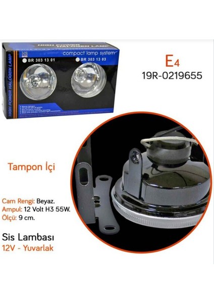 Sis Lamba Takım 9 cm 12V Beyaz Carub 3031301