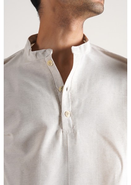 Erkek V Yaka Normal Kalıp Keten Gömlek fiyatları