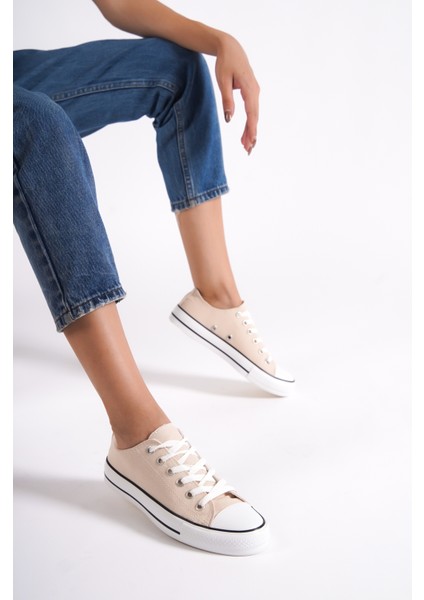 MBCVS100BJ Düz Taban Bağcıklı Kadın Bej Bez Spor Ayakkabı & Sneaker modelleri