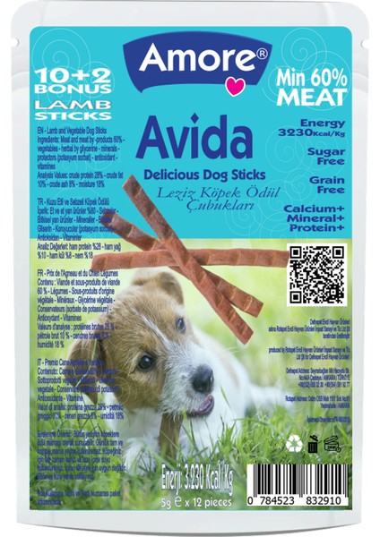 Avida Lamb Dog Sticks Kuzu Etli Köpek Ödül Çubukları 3 Adet 12LI Paket