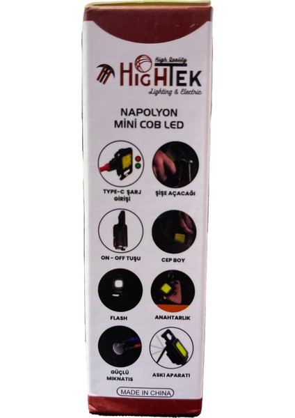 Napolyon Mini Cob LED Şarjlı 500 Lümen 4 Işık Modlu Anahtarlık ve Şişe Açacağı Özellikli
