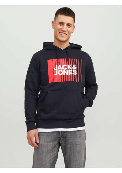 Jack & Jones Yazı Baskılı Içi Şardonlu Kapüşonlu Erkek Sweatshirt 12233599