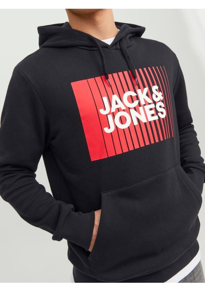 Jack & Jones Yazı Baskılı Içi Şardonlu Kapüşonlu Erkek Sweatshirt 12233599