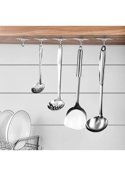 10 Adet Güçlü Yapışkanlı Şeffaf Duvar Askısı Suya Dayanıklı Banyo Mutfak Düzenleyici Pratik Askılık