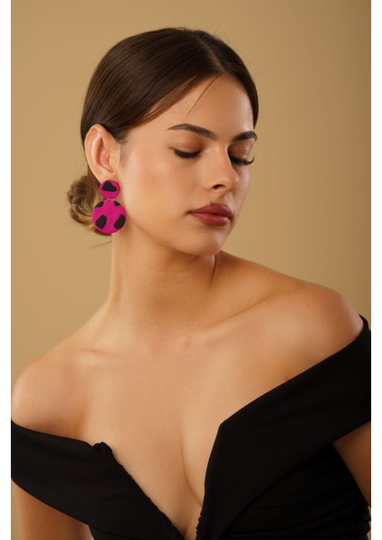 Polimer Kil El Yapımı Ultra Hafif Leopar Küpe Pembe Leopar fiyatları