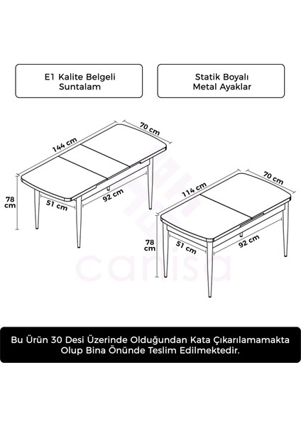 Concept Oga Serisi 80X132 Açılabilir Mutfak Masası