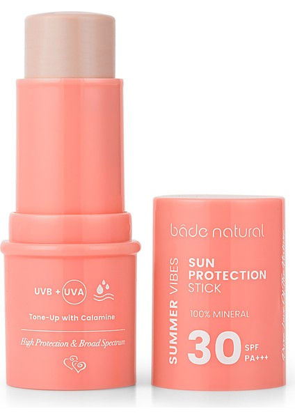 Bade Natural Pembe %100 Mineral Filtreli ve Doğal Güneş Koruyucu Stick 30 SPF