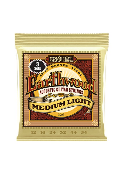 P03003 12-54 Earthwood Medium Light 8020 Brnz Akustik Tel Seti 3lü Paket