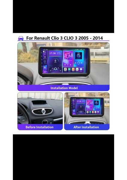 Clio 3 2006-14 Multimedya 4gb Ram 64 GB Hafıza CarPlay/androidauto kamera hediyeli