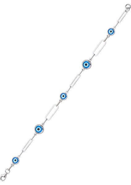 925 Ayar Gümüş Nazar Boncuk Taşlı Ataş Bileklik