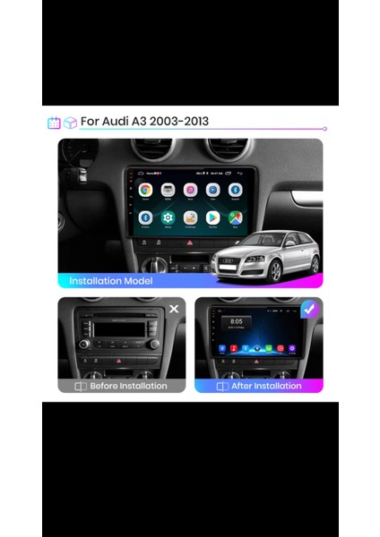 Audi A-3 2007-12 Multimedya 2gb Ram 32 GB Hafıza CarPlay/androidauto kamera hediyeli