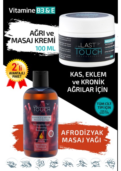 2'li Paket Aromaterapi Masaj Yağı Afrodizyak 250 ml - ve Masaj Kremi 100 ml